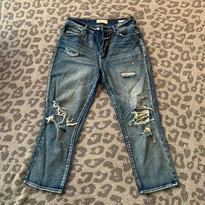 pacsun medium wash distressed mom jeans